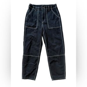 H&M Divided Y2K Baggy Jeans Women's 6 Black‎ Wide Leg Bottom High Waisted✅